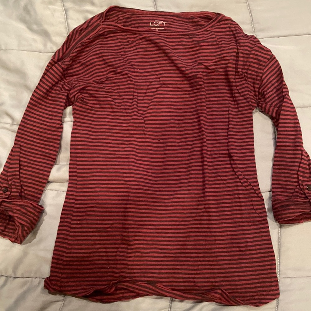 LOFT Striped Cuffed Tee